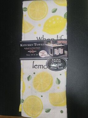 NWT Royal Crest Lemon Print Kitchen Towel Large